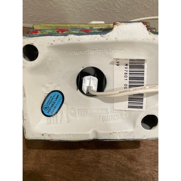 Americana Porcelain Collectible Christmas Village Candle Maker VTG 1991 Lighted - Picture 7 of 8